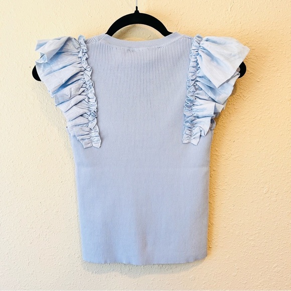 INDUSTRY Ribbed Ruffle Sleeve Tank Small NWT - Picture 7 of 8